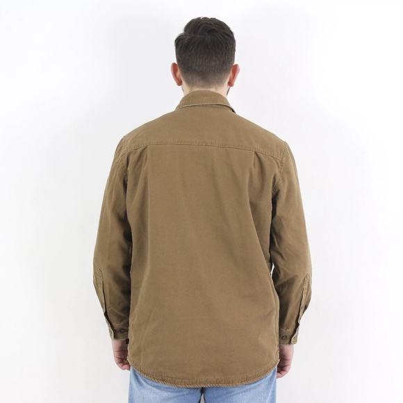 Men's Woolrich Fleece Lined Canvas Shirt Button Down Shirt Jacket, Medium - Picture 3 of 8